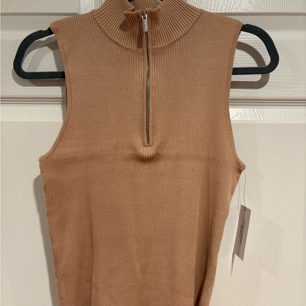Calvin Klein Jeans Tan Zip-Up Tank Top